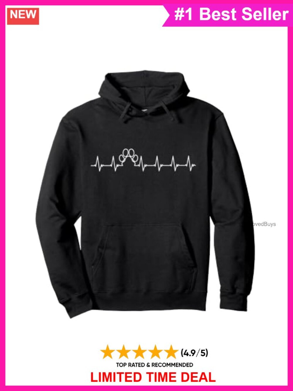 Heartbeat Paw Rescue Pet Lover Pullover Hoodie Classic Fit